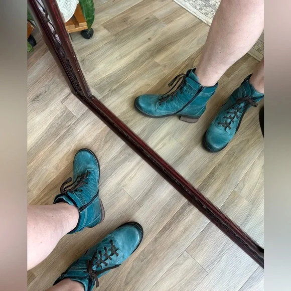 Dromedaries Boots, zipper and laces. Kiara, Teal size 9.5 - Picture 11 of 13